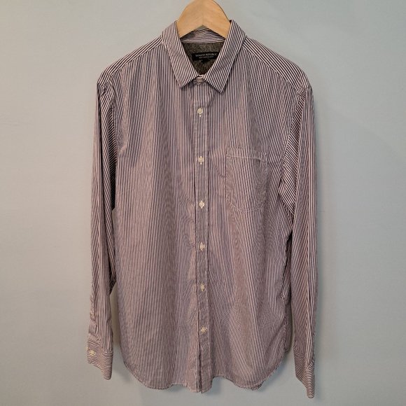 Banana Republic Soft Wash Slim Fit L men's long sleeve striped button down shirt - Picture 3 of 16
